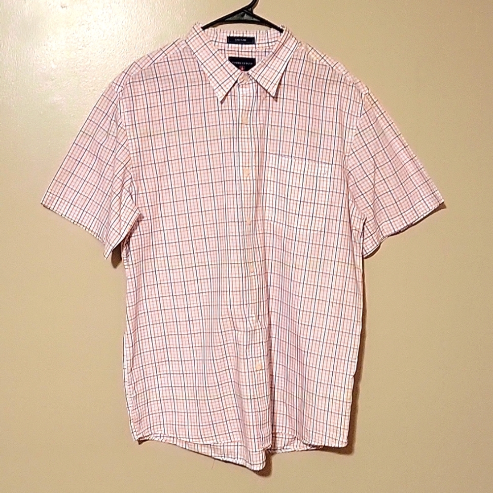 Saddlebred Mens XL Shirt Short Sleeve Single Pocket Button Down Shirt‎ Plaid